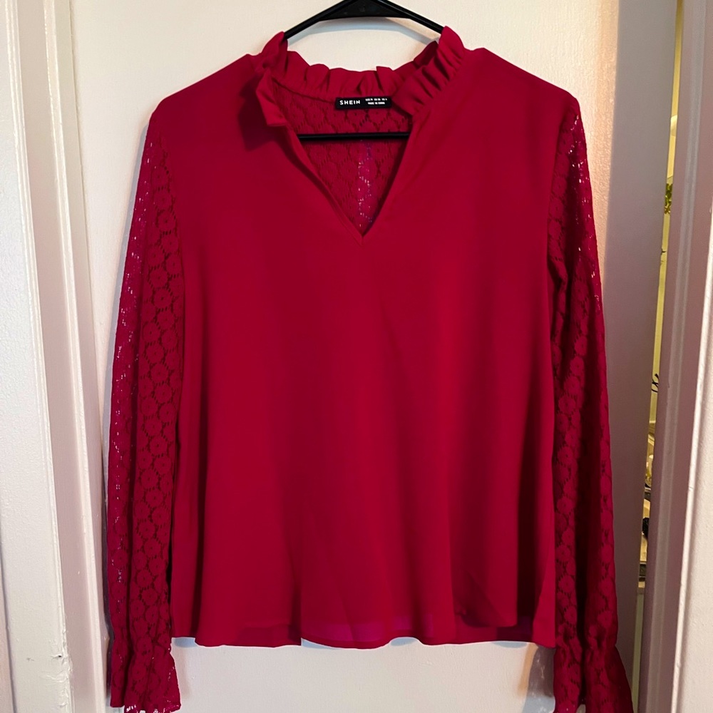 Red blouse open back